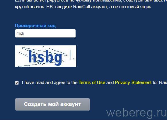 Регистрация в программе Raidcall