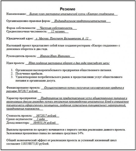 Бизнес план ресторана &ndash; пример и составление