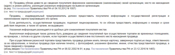 Что должно быть в уголке потребителя: перечень документов