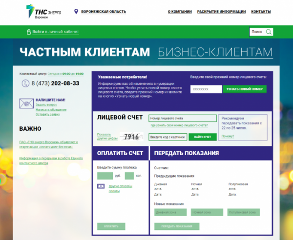 Личный кабинет ТНС Энерго Воронеж Личный кабинет ТНС Энерго Воронеж